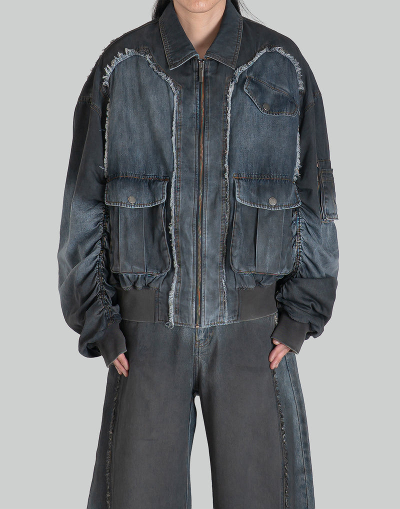 FENG CHEN WANG - INDIGO GRADIENT DENIM JACKET - 082plus