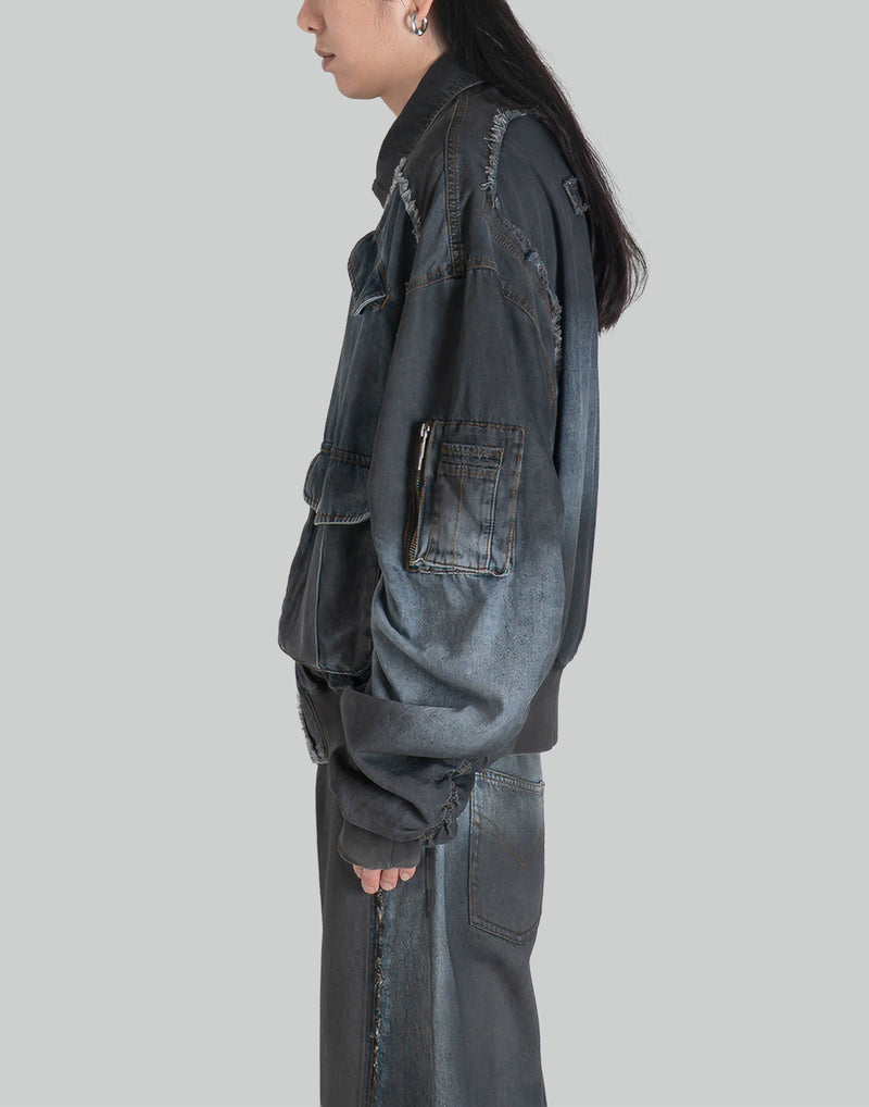 FENG CHEN WANG - INDIGO GRADIENT DENIM JACKET - 082plus