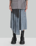 FENG CHEN WANG - INDIGO GRADIENT PLEATED DENIM SKIRT - 082plus