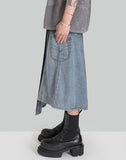 FENG CHEN WANG - INDIGO GRADIENT PLEATED DENIM SKIRT - 082plus