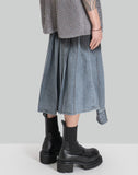 FENG CHEN WANG - INDIGO GRADIENT PLEATED DENIM SKIRT - 082plus