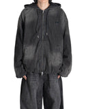 Juun.J - DISTRESSED HOLE DENIM ZIPUP HOODIE - 082plus