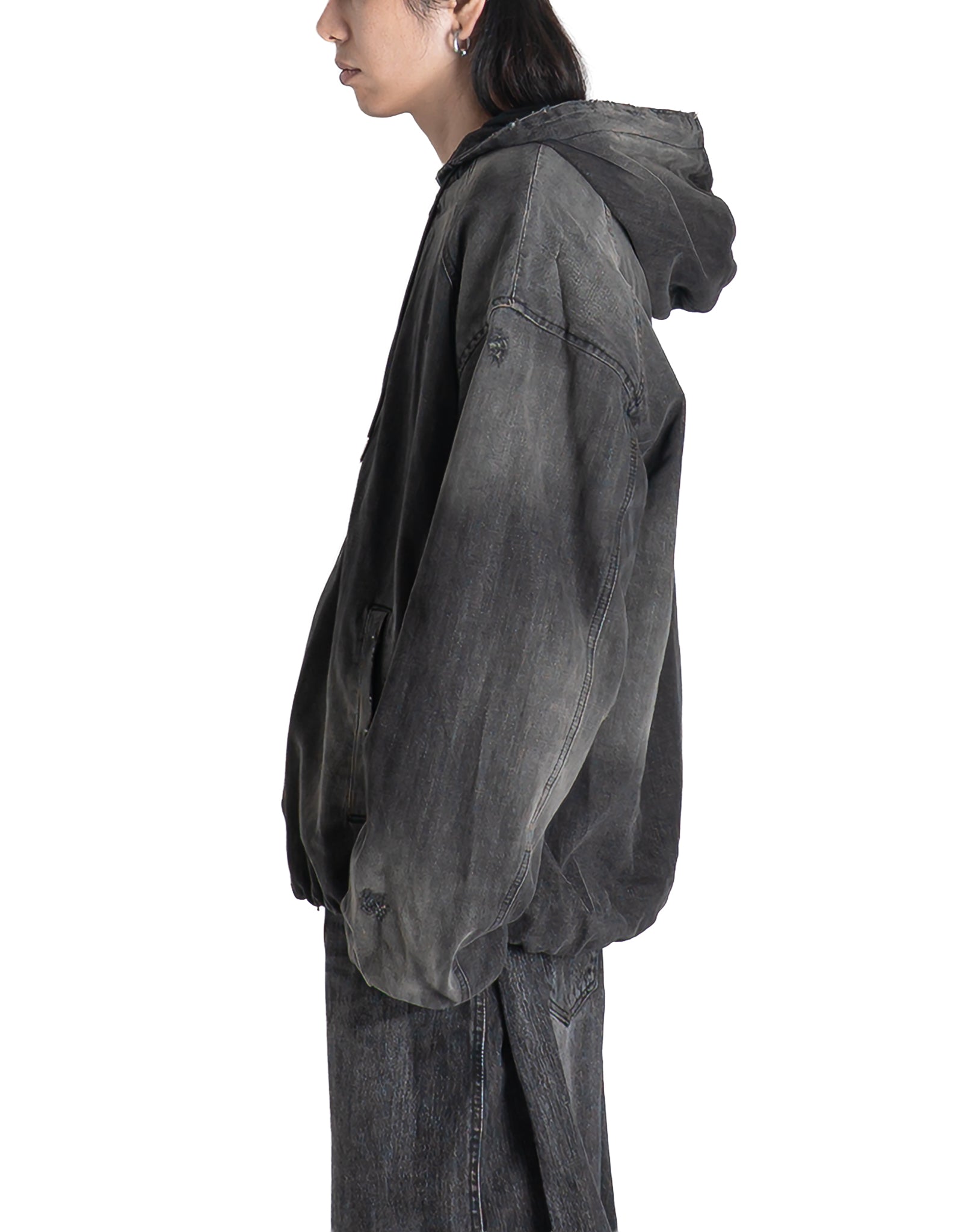 Juun.J - DISTRESSED HOLE DENIM ZIPUP HOODIE - 082plus