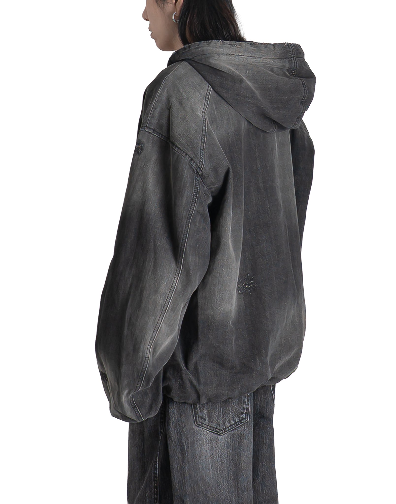 Juun.J - DISTRESSED HOLE DENIM ZIPUP HOODIE - 082plus