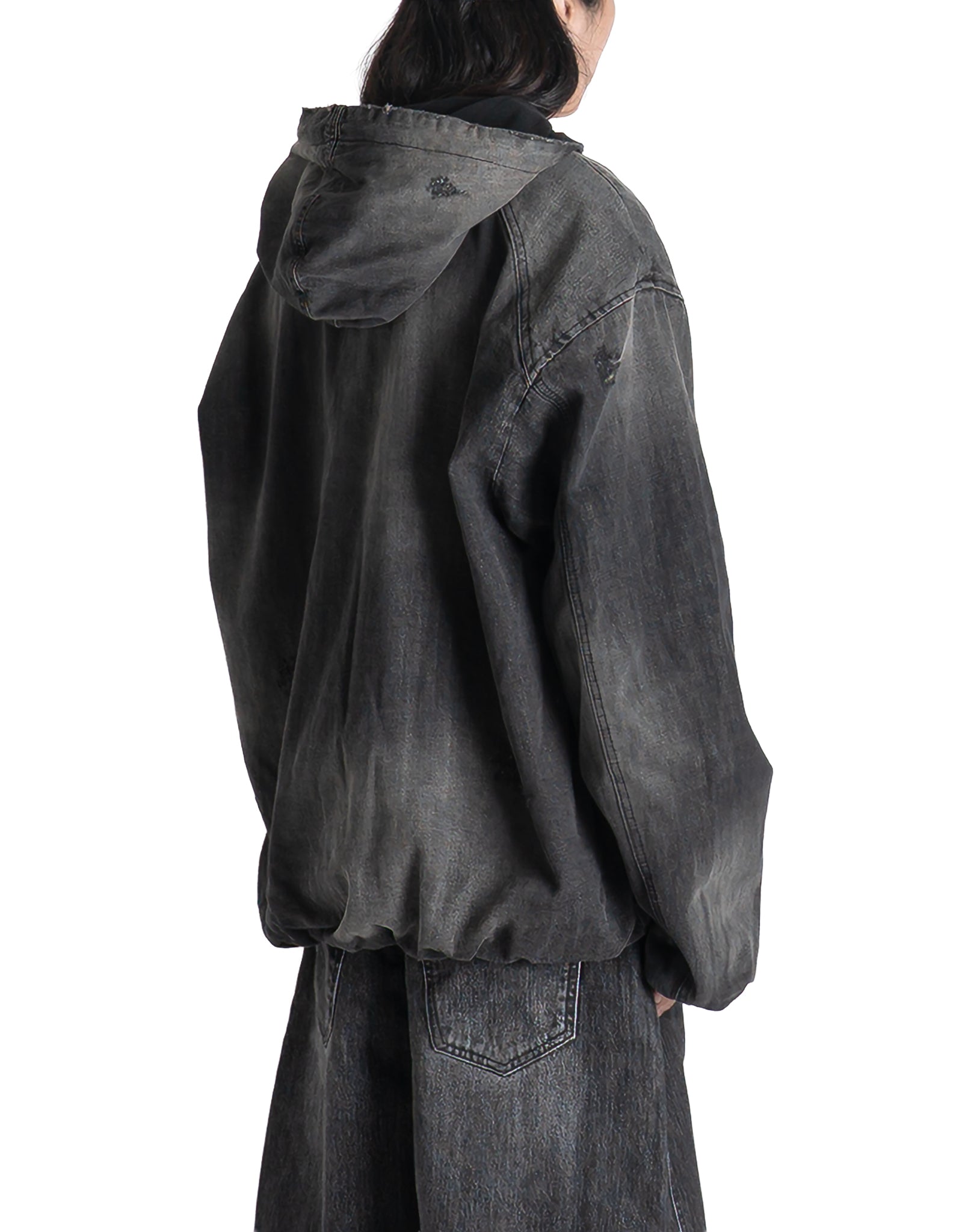Juun.J - DISTRESSED HOLE DENIM ZIPUP HOODIE - 082plus