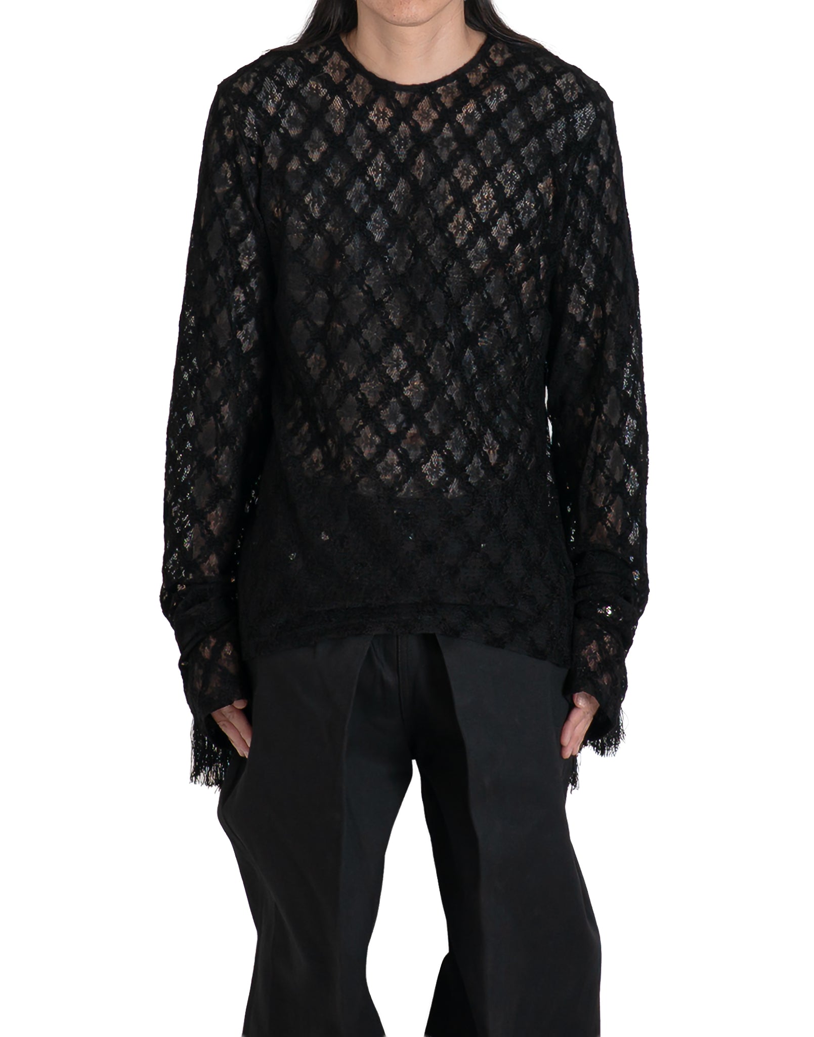 LACE PULLOVER WITH FRINGE