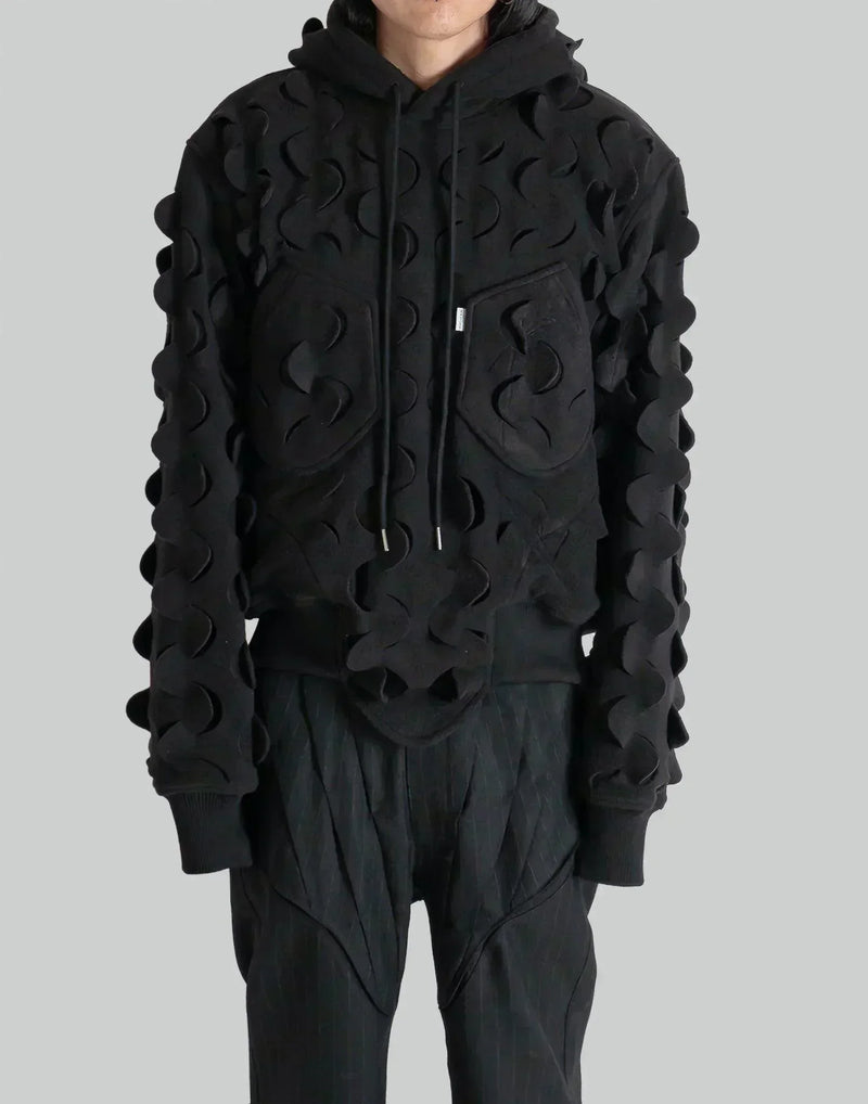 JUNTAE KIM - LASER-SLASHED FLEECE HOODIE - 082plus