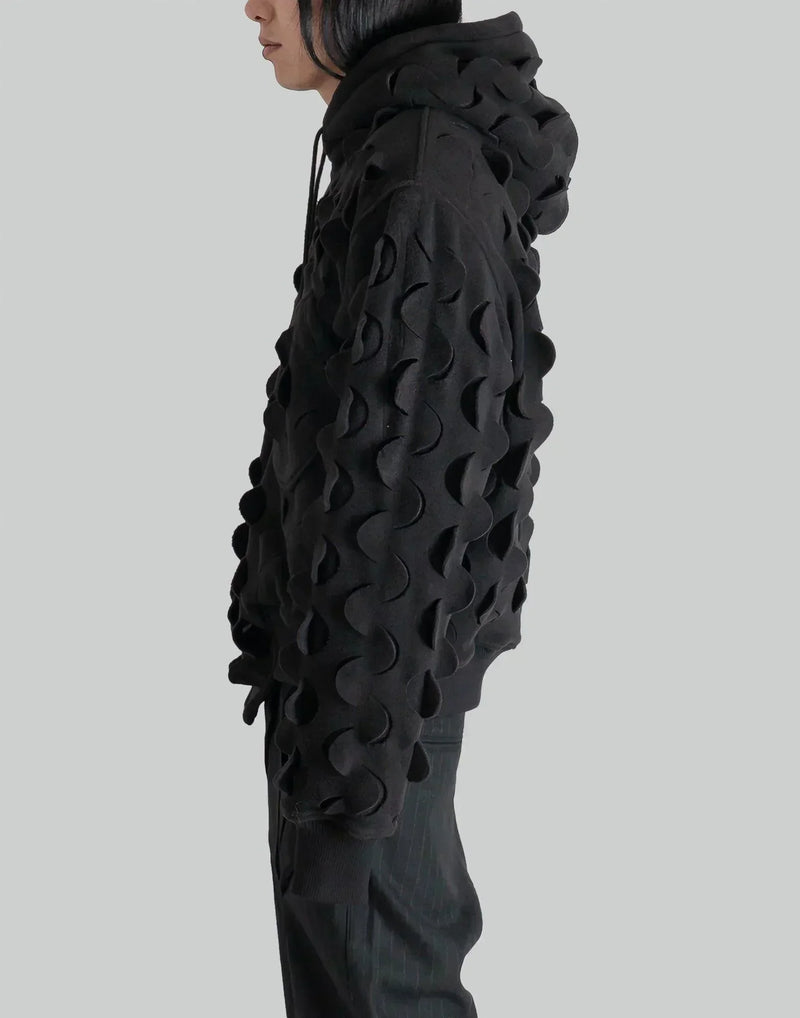 JUNTAE KIM - LASER-SLASHED FLEECE HOODIE - 082plus