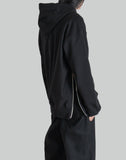 LEATHER POCKET ZIP-UP SWEAT HOODIE