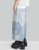 FENG CHEN WANG - OVERSIZED MID LENGTH DENIM CARGO TROUSERS - 082plus