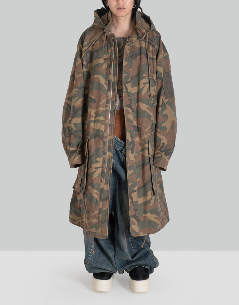 [Runway] Beige-Washed Camouflage Long Coat