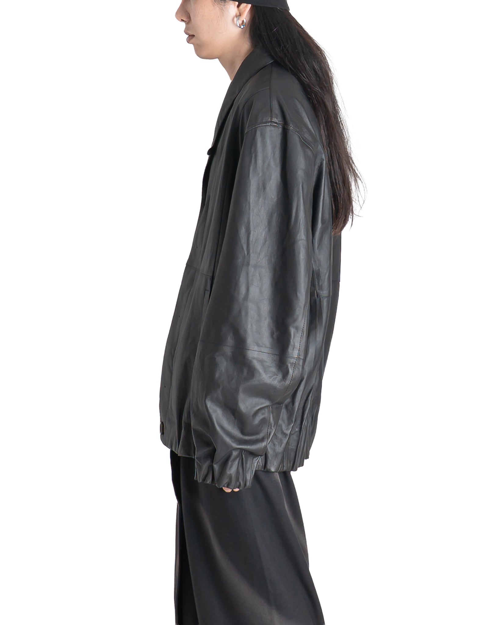JiyongKim - x LANSMERE SHAWL-COLLAR LEATHER BOMBER - 082plus