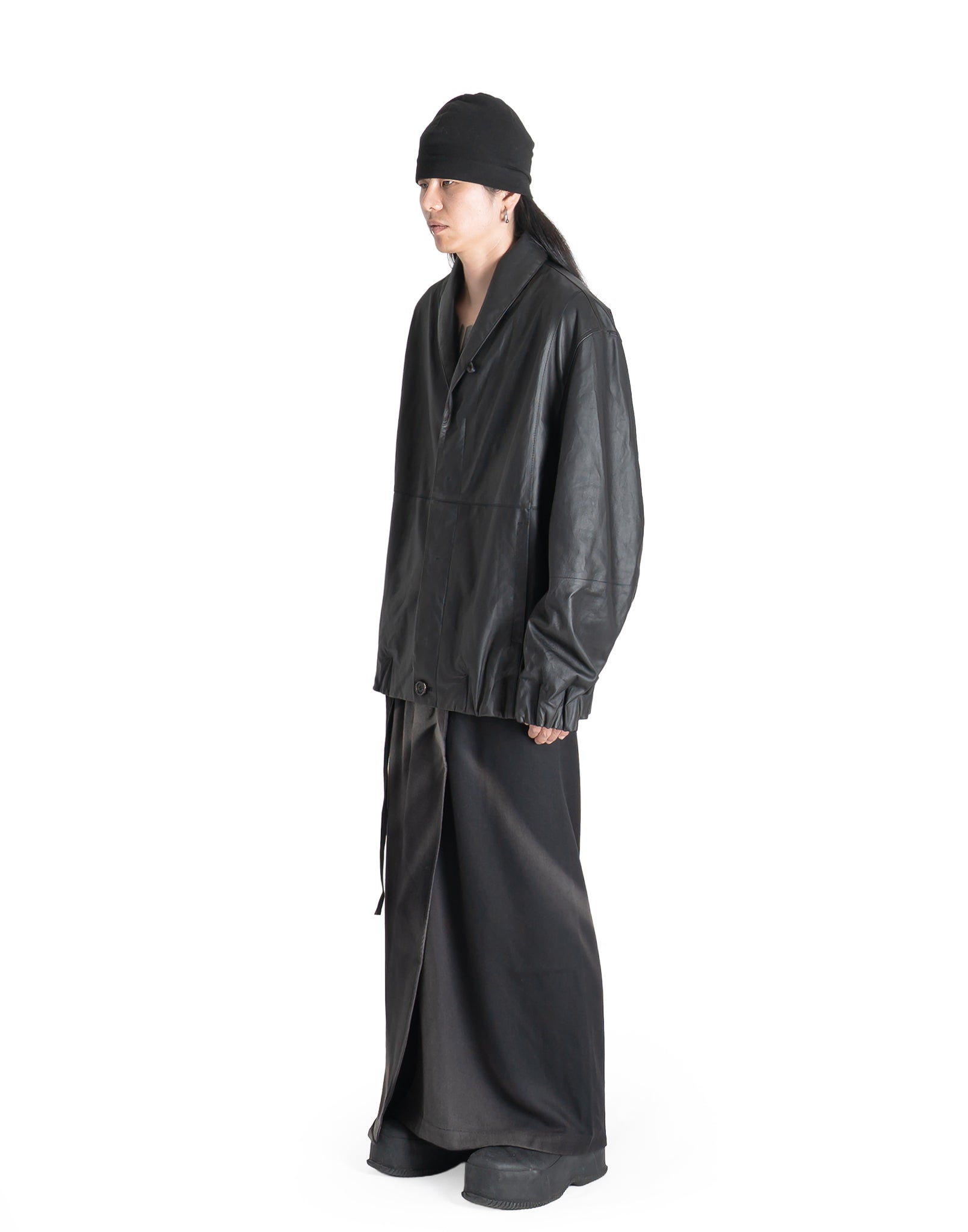 JiyongKim - x LANSMERE SHAWL-COLLAR LEATHER BOMBER - 082plus