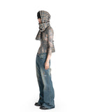SANKUANZ - PLAID GRAFFITI PRINT REVERSIBLE HOODED SCARF - 082plus