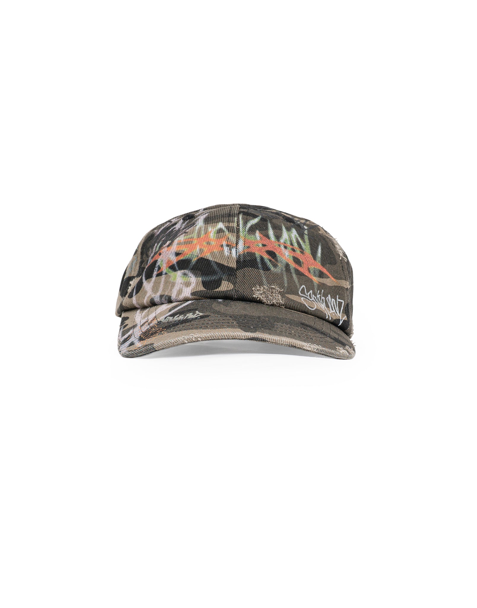 SANKUANZ - GRAFFITI PRINT CAMO DISTRESSED WORN BASEBALL CAP - 082plus