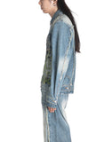 SANKUANZ - WASHED GRAFFITI PRINT SLIM-FIT DENIM JACKET - 082plus