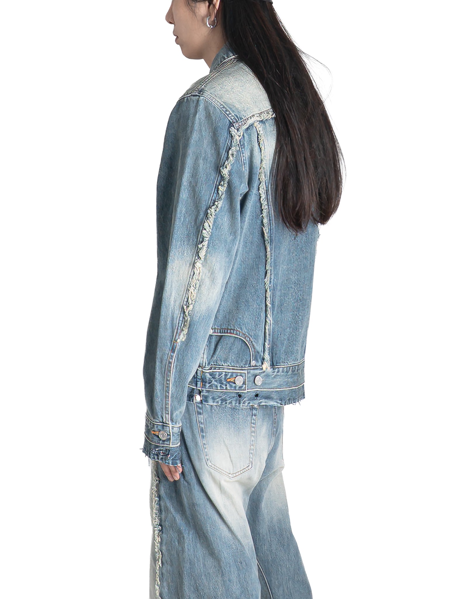 SANKUANZ - WASHED GRAFFITI PRINT SLIM-FIT DENIM JACKET - 082plus