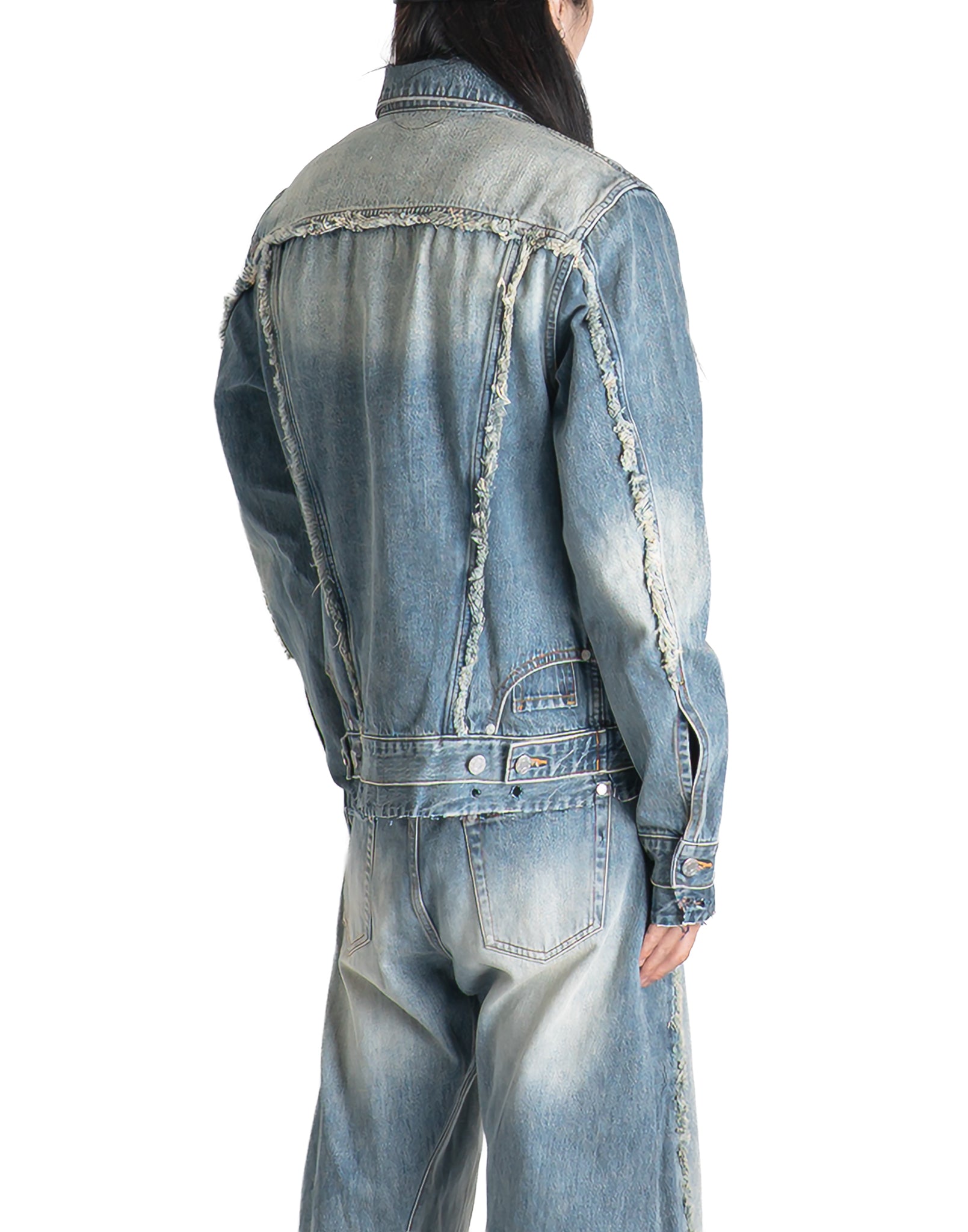 SANKUANZ - WASHED GRAFFITI PRINT SLIM-FIT DENIM JACKET - 082plus