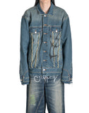 SANKUANZ - WASHED GRAFFITI PRINT LOOSE-FIT DENIM JACKET - 082plus