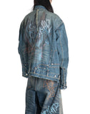 SANKUANZ - WASHED GRAFFITI PRINT LOOSE-FIT DENIM JACKET - 082plus