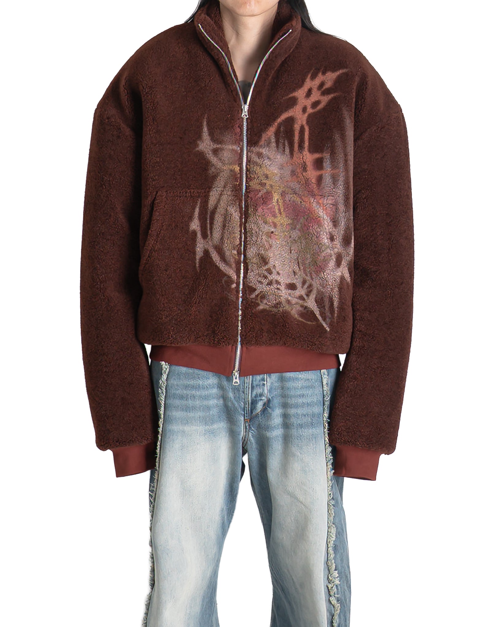 SANKUANZ - FLEECE WASHED GRAFFITI PRINT PADDED THICK COAT - 082plus