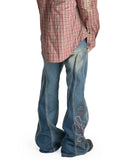 SANKUANZ - WASHED GRAFFITI PRINT LOOSE-FIT FLARED DENIM PANTS - 082plus