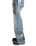 SANKUANZ - WASHED GRAFFITI PRINT LOOSE-FIT CURVED DENIM PANTS - 082plus