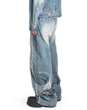 SANKUANZ - WASHED GRAFFITI PRINT LOOSE-FIT CURVED DENIM PANTS - 082plus