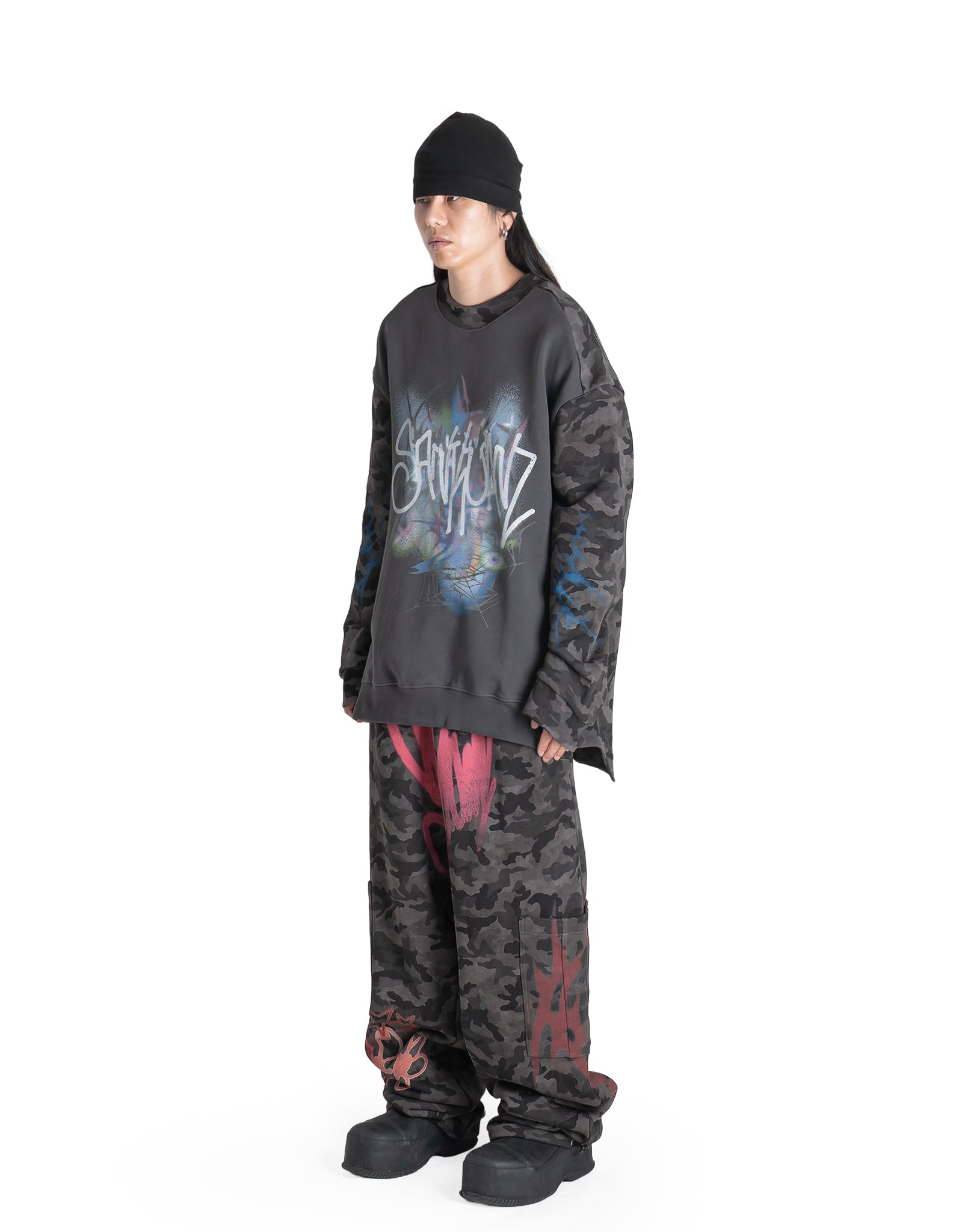 SANKUANZ - CAMO GRAFFITI COLOR-BLOCK PRINT SWEATPANTS - 082plus