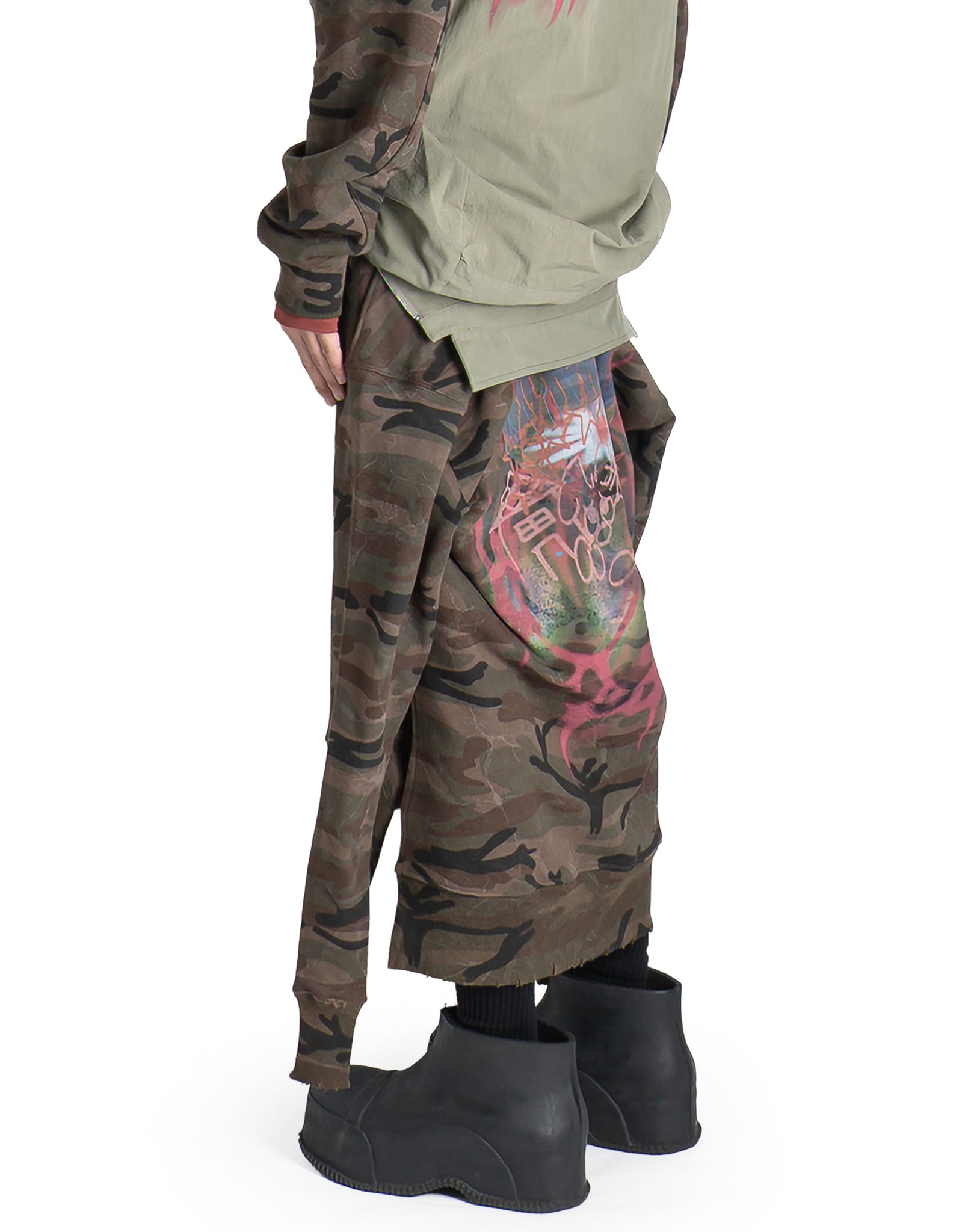 SANKUANZ - CAMO GRAFFITI COLOR-BLOCK TIE-WAIST SKIRT - 082plus