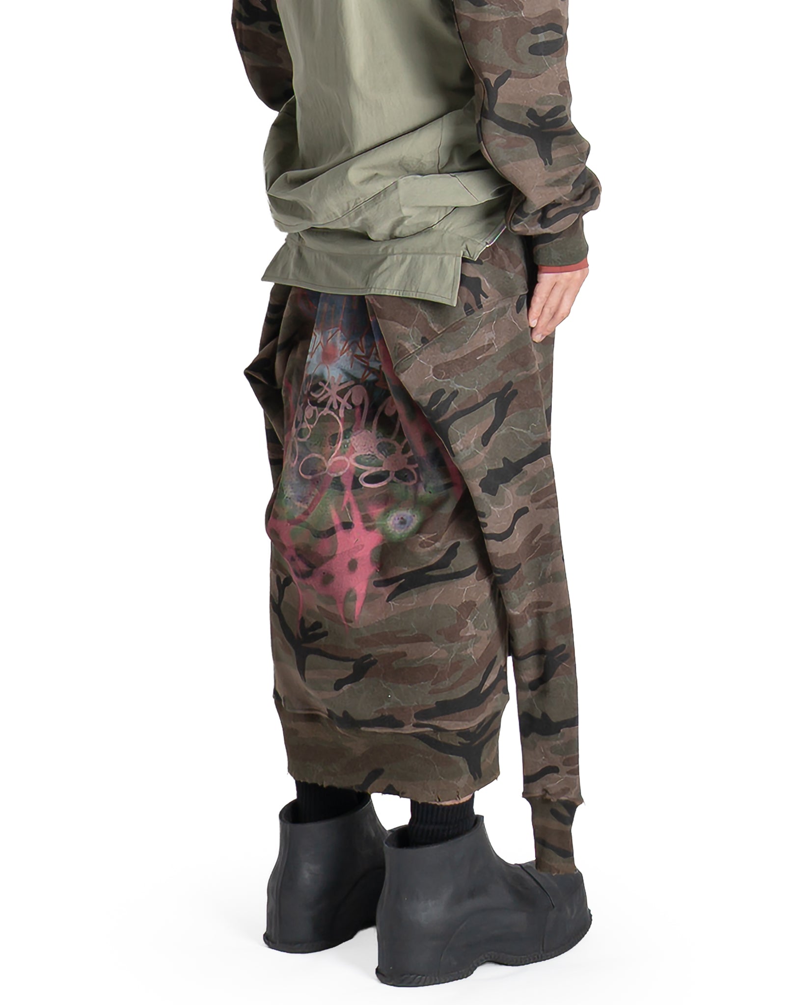 SANKUANZ - CAMO GRAFFITI COLOR-BLOCK TIE-WAIST SKIRT - 082plus
