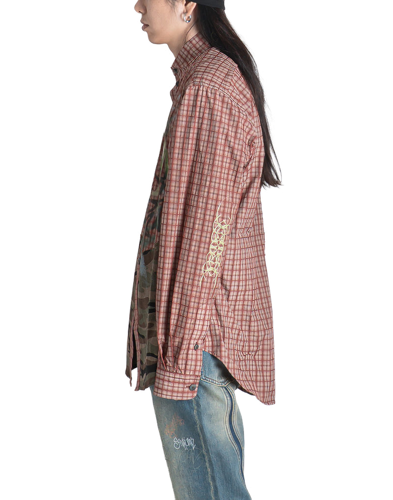 SANKUANZ - GRAFFITI SPLICED CAMO PLAID SHIRT - 082plus