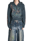SANKUANZ - KNIT PRINT ZIP-UP HOODIE - 082plus