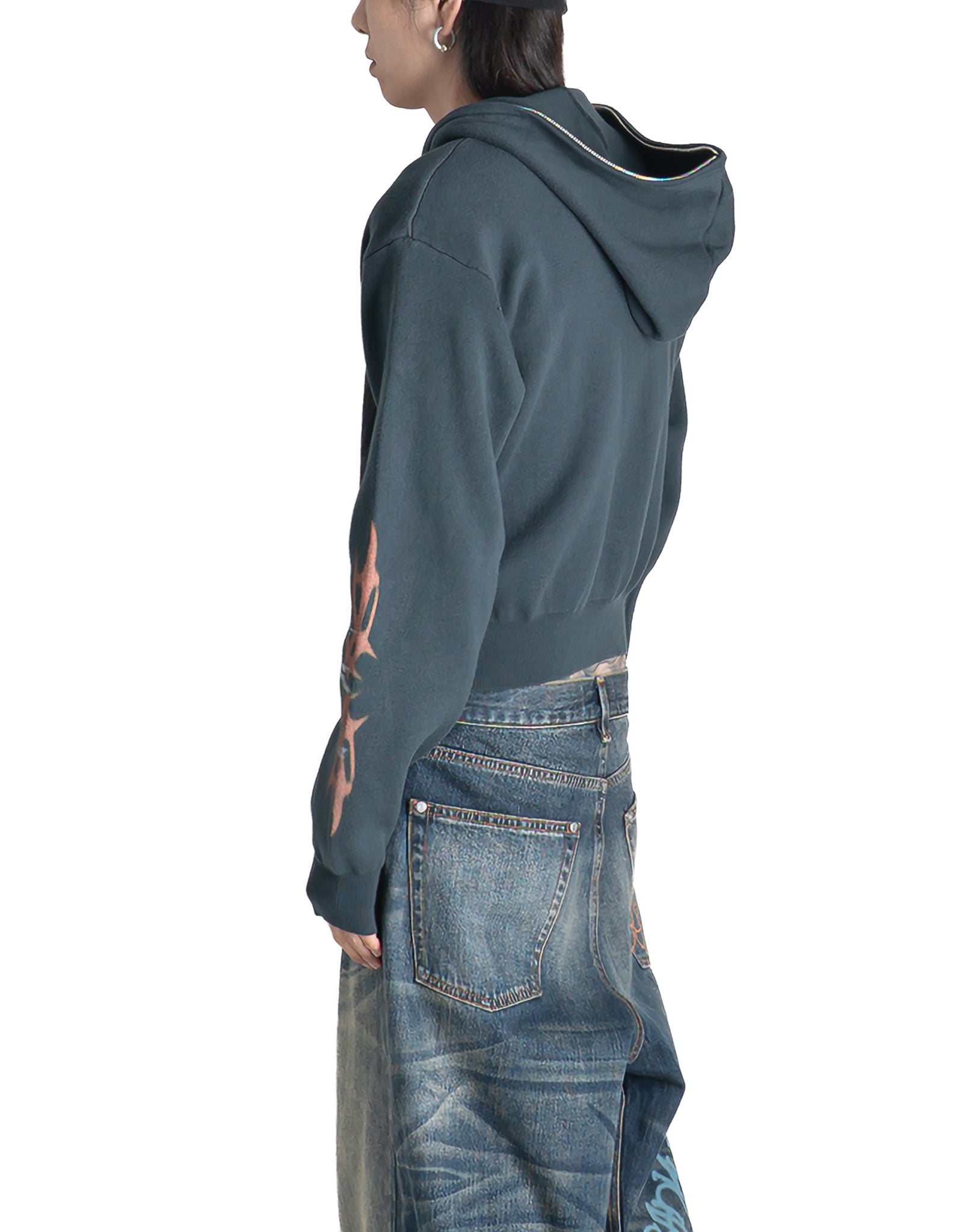 SANKUANZ - KNIT PRINT ZIP-UP HOODIE - 082plus