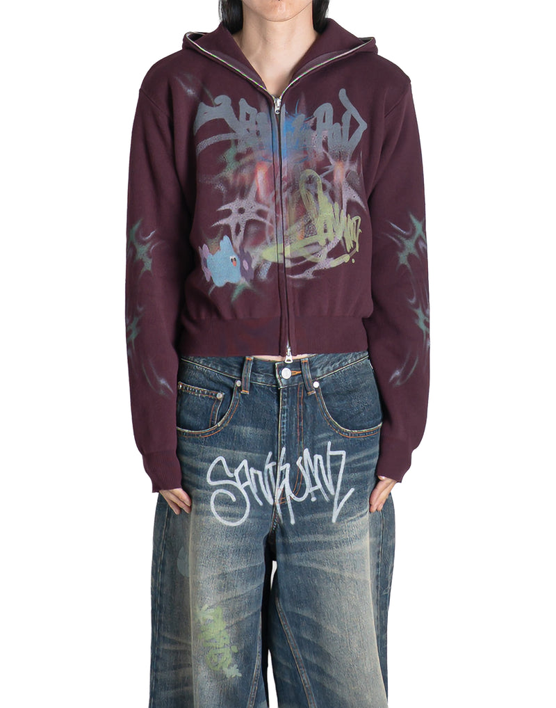 SANKUANZ - KNIT PRINT ZIP-UP HOODIE - 082plus