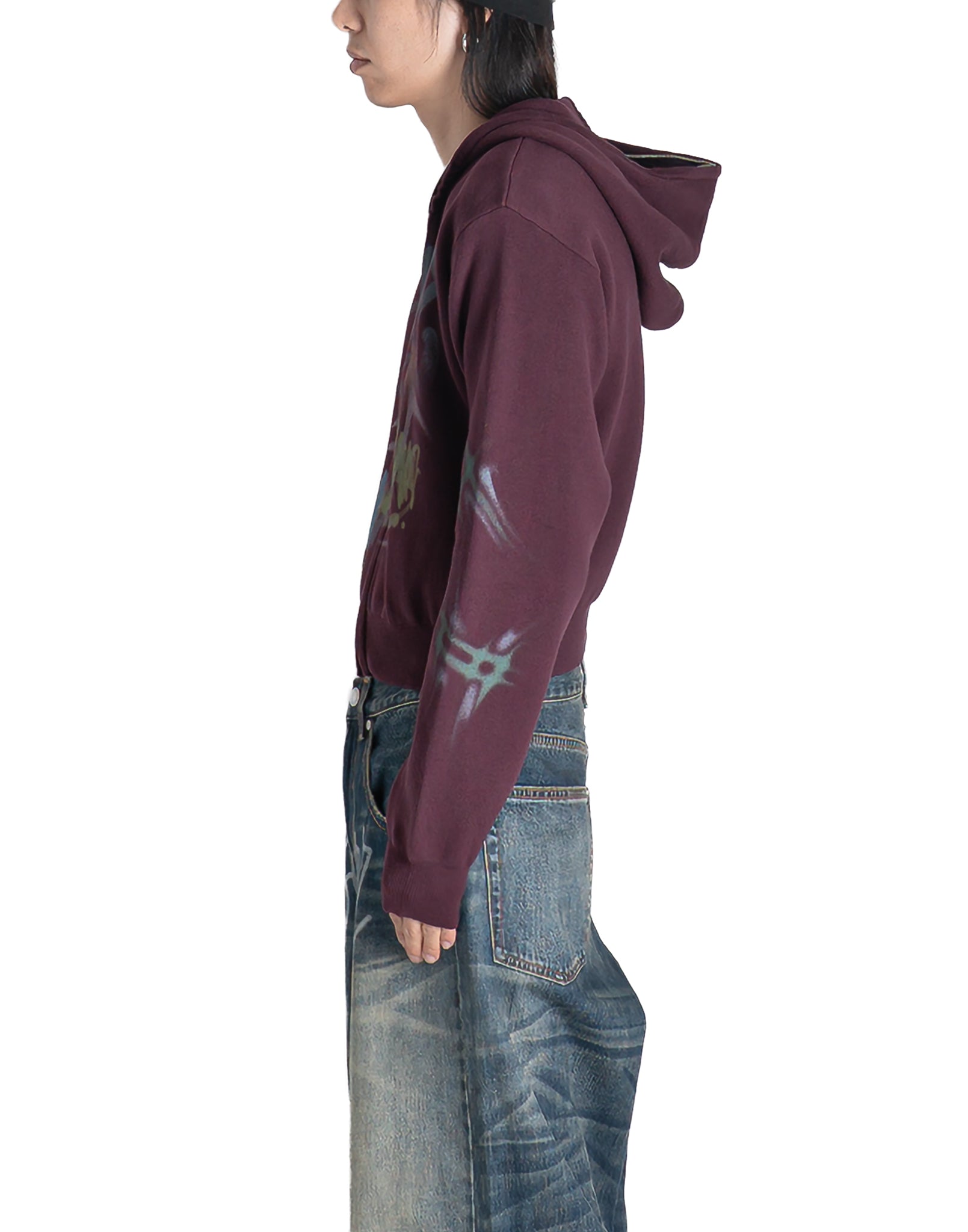 SANKUANZ - KNIT PRINT ZIP-UP HOODIE - 082plus