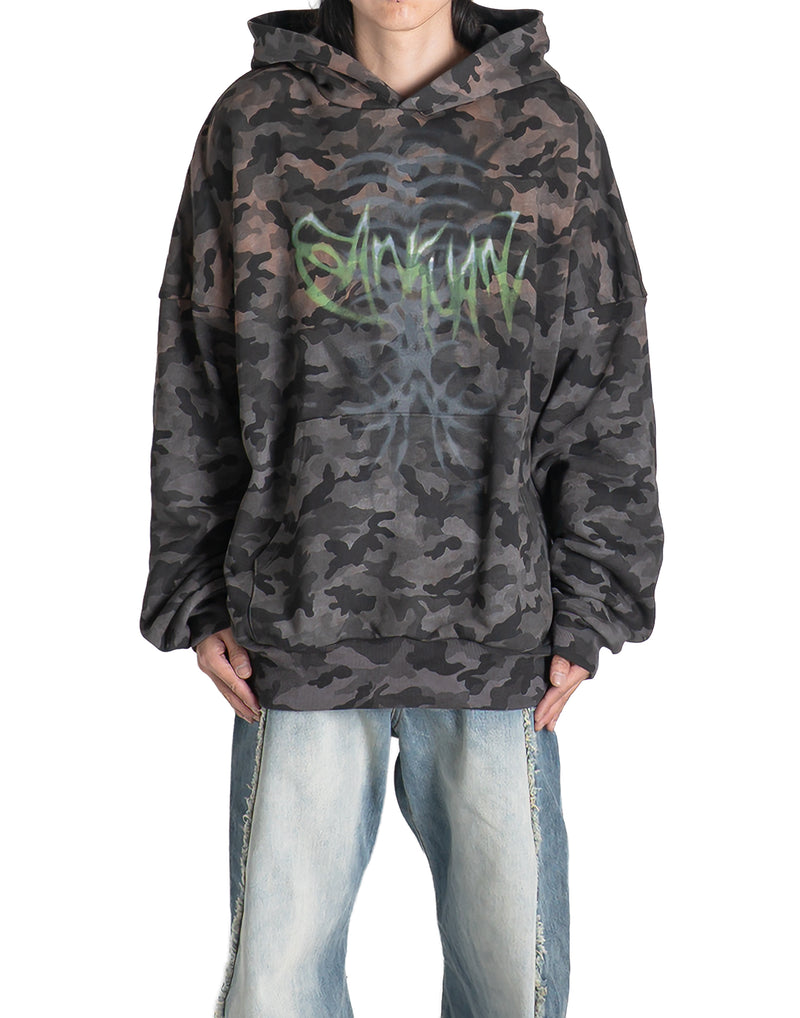 SANKUANZ - DISTRESSED PRINT WASHED HOODIE - 082plus