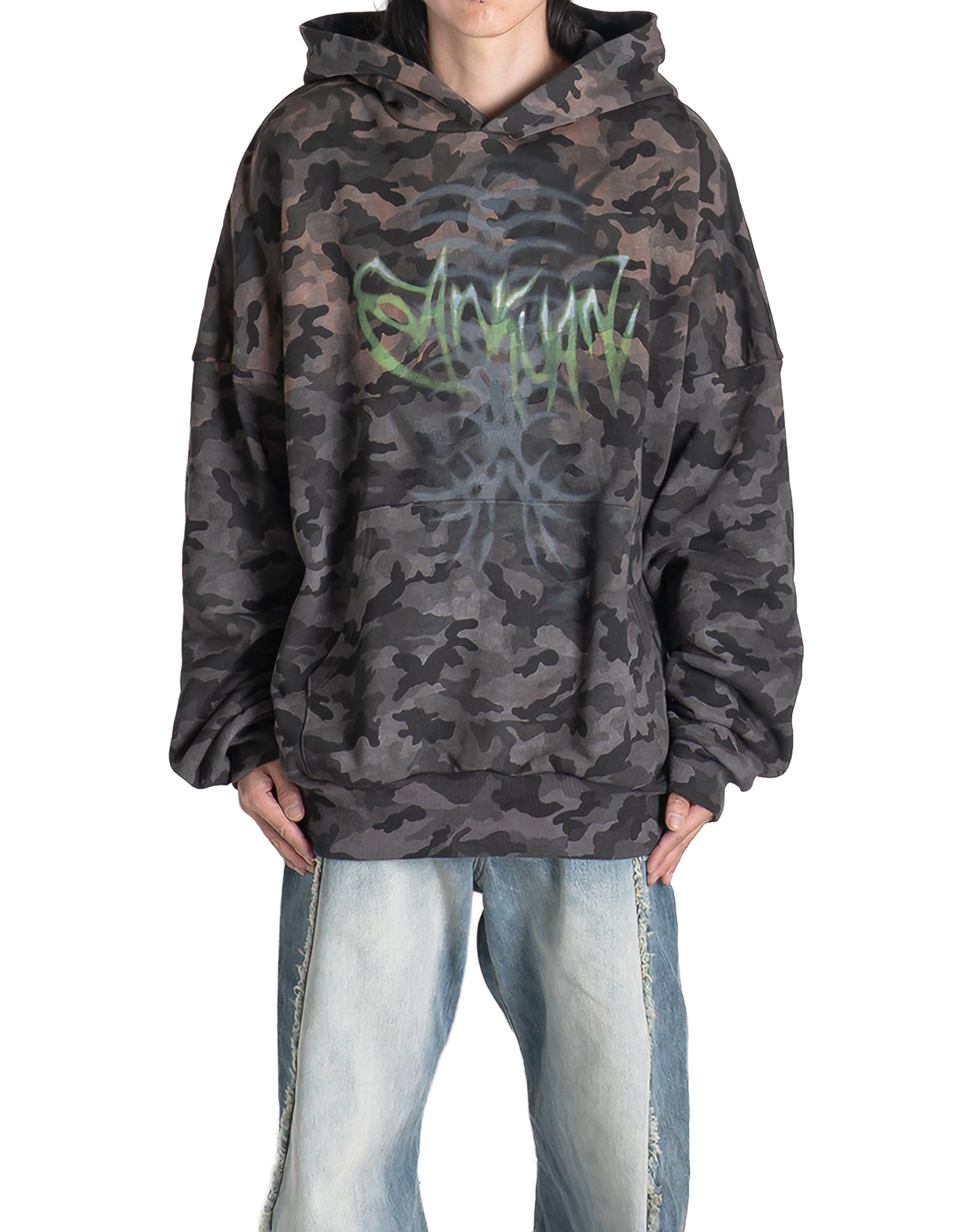 SANKUANZ - DISTRESSED PRINT WASHED HOODIE - 082plus