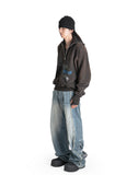 SANKUANZ - DISTRESSED PRINT STAND-COLLAR SWEATSHIRT - 082plus