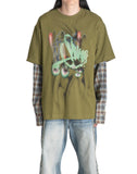 SANKUANZ - TWO IN ONE GRAFFITI PLAID PRINT LONG-SLEEVE - 082plus