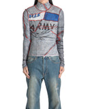 SANKUANZ - GRAFFITI COLOR-BLOCK MESH LONG-SLEEVE T-SHIRT - 082plus