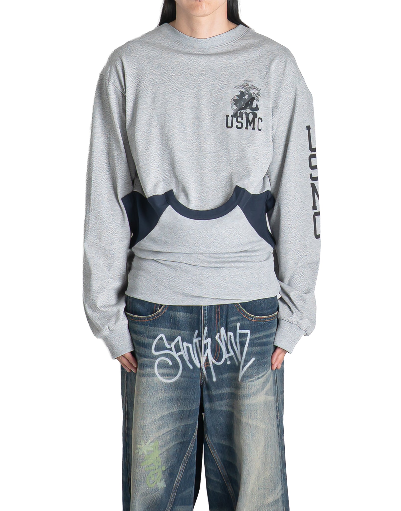 SANKUANZ - SPLICED CINCHED-WAIST LONG-SLEEVE T-SHIRT - 082plus