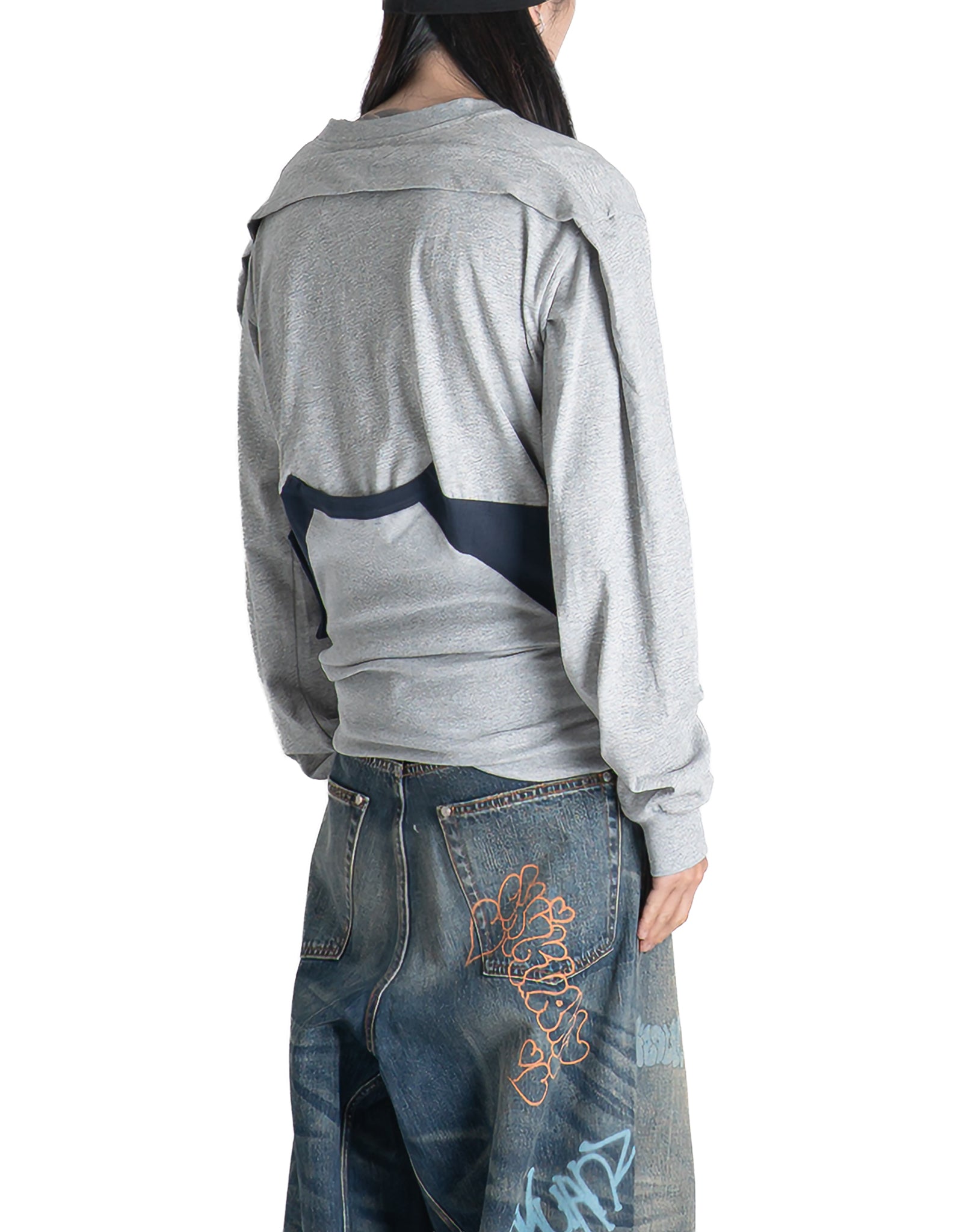 SANKUANZ - SPLICED CINCHED-WAIST LONG-SLEEVE T-SHIRT - 082plus