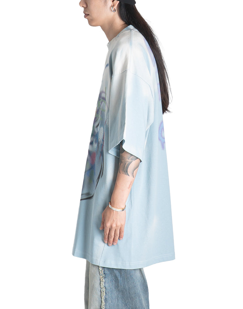 SANKUANZ - CROPPED REGULAR-SHOULDER GRAFFITI PRINT SHORT-SLEEVE T-SHIRT - 082plus