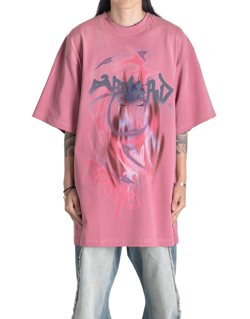SANKUANZ - CROPPED REGULAR-SHOULDER GRAFFITI PRINT SHORT-SLEEVE T-SHIRT - 082plus