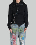 STED ASYMMETRICAL RAW-EDGE CARDIGAN