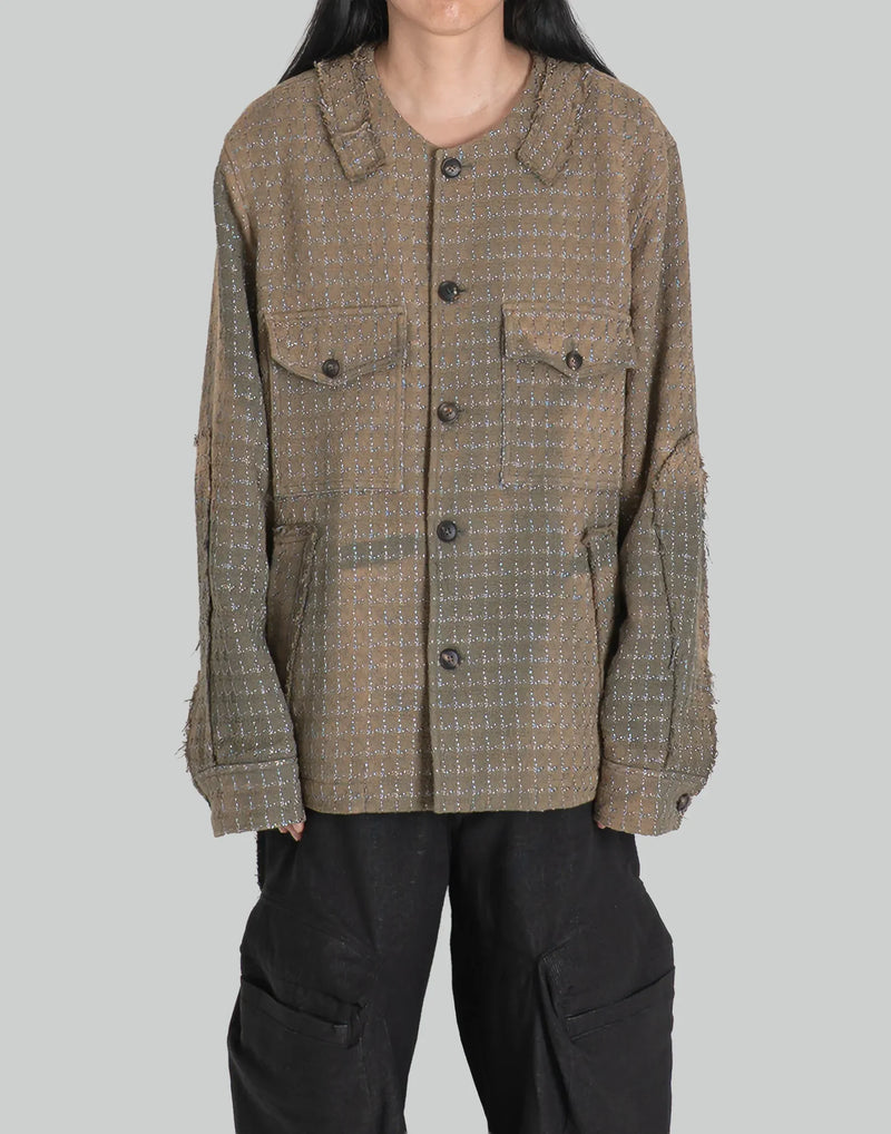 JiyongKim - SUN-BLEACHED COLLARLESS TWEED JACKET - 082plus