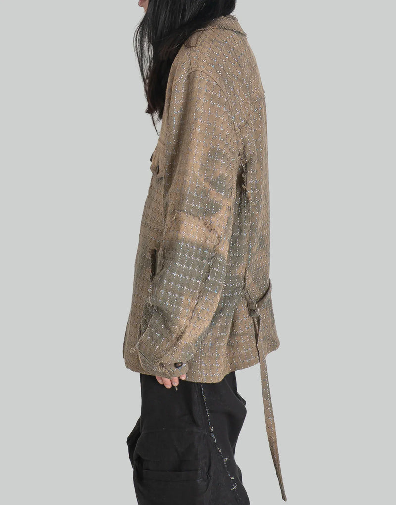 JiyongKim - SUN-BLEACHED COLLARLESS TWEED JACKET - 082plus