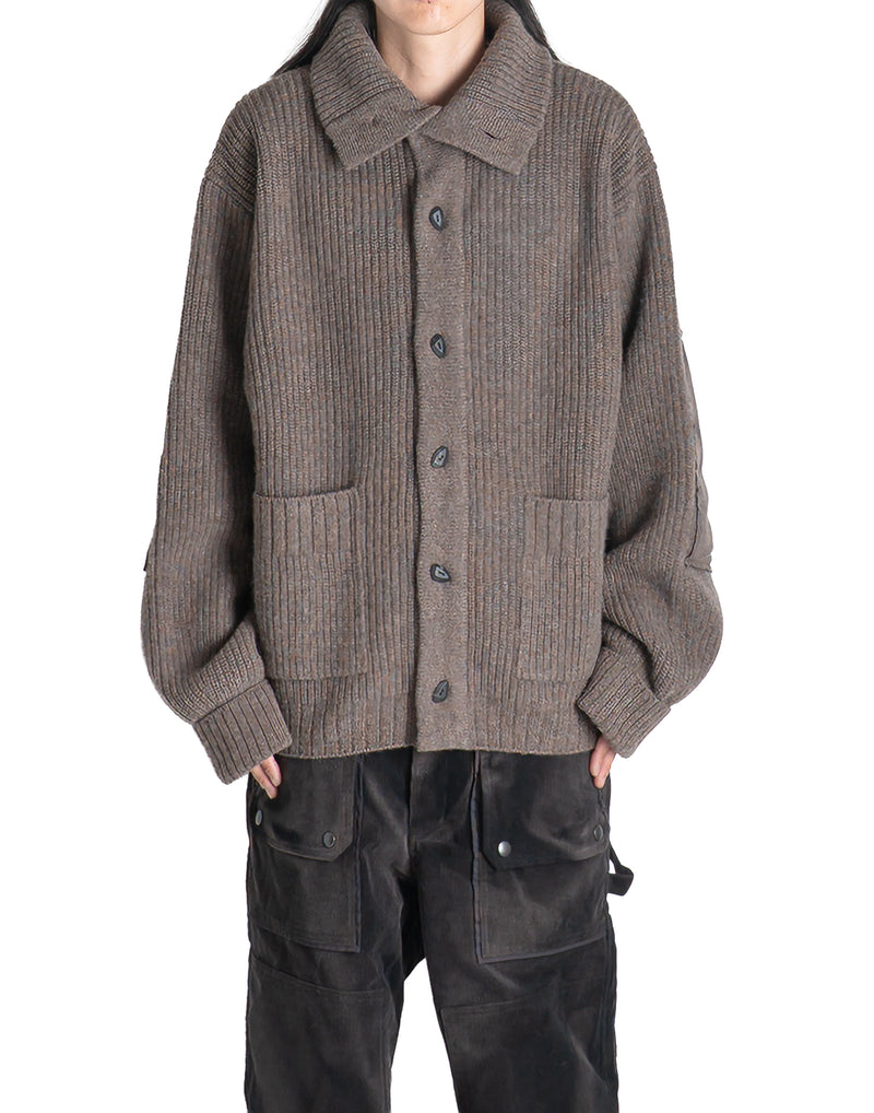 JiyongKim - SUN-BLEACHED WIDE COLLAR KNIT CARDIGAN - 082plus