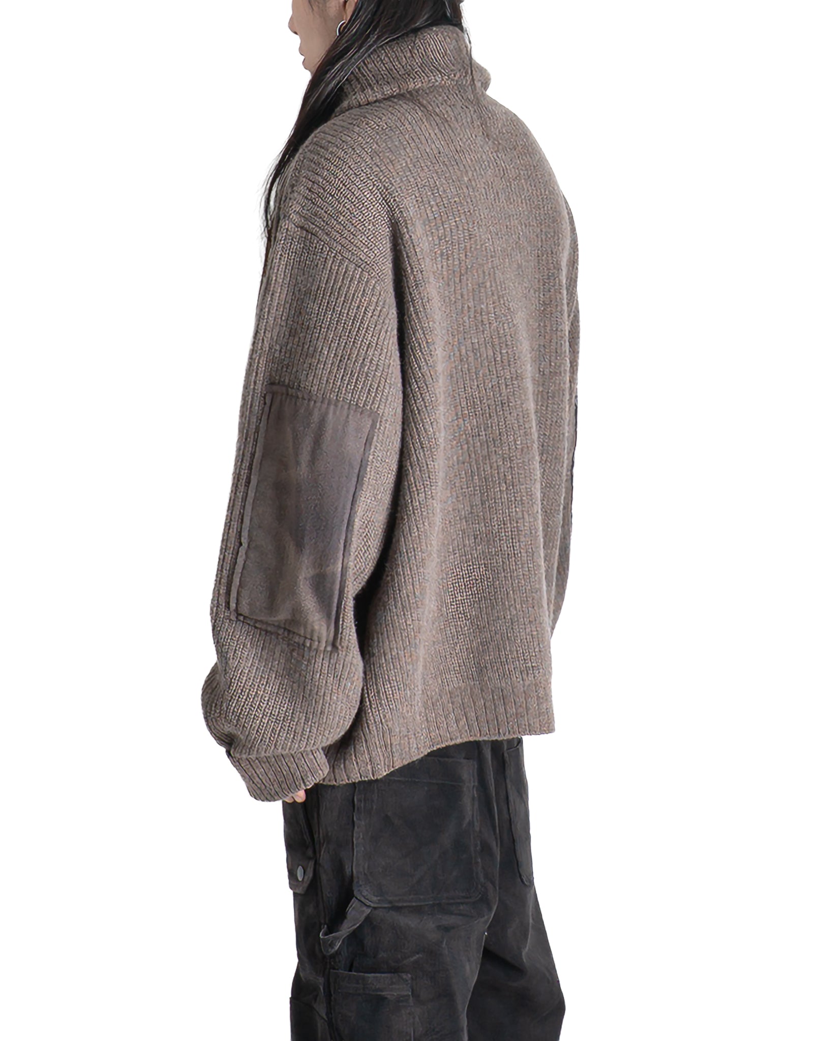 JiyongKim - SUN-BLEACHED WIDE COLLAR KNIT CARDIGAN - 082plus